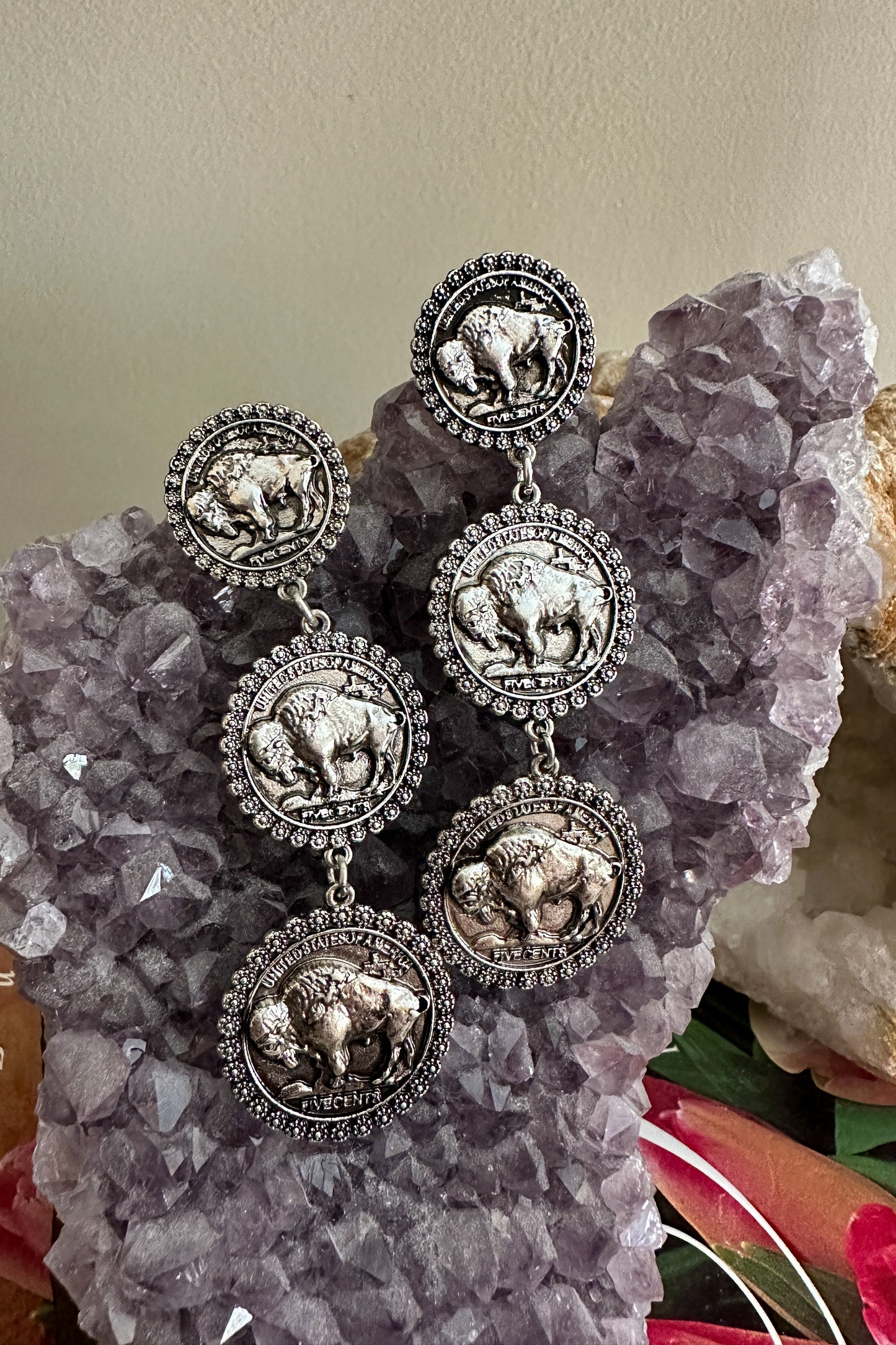 Buffalo Coin Drop Earrings - Middle West Apparel