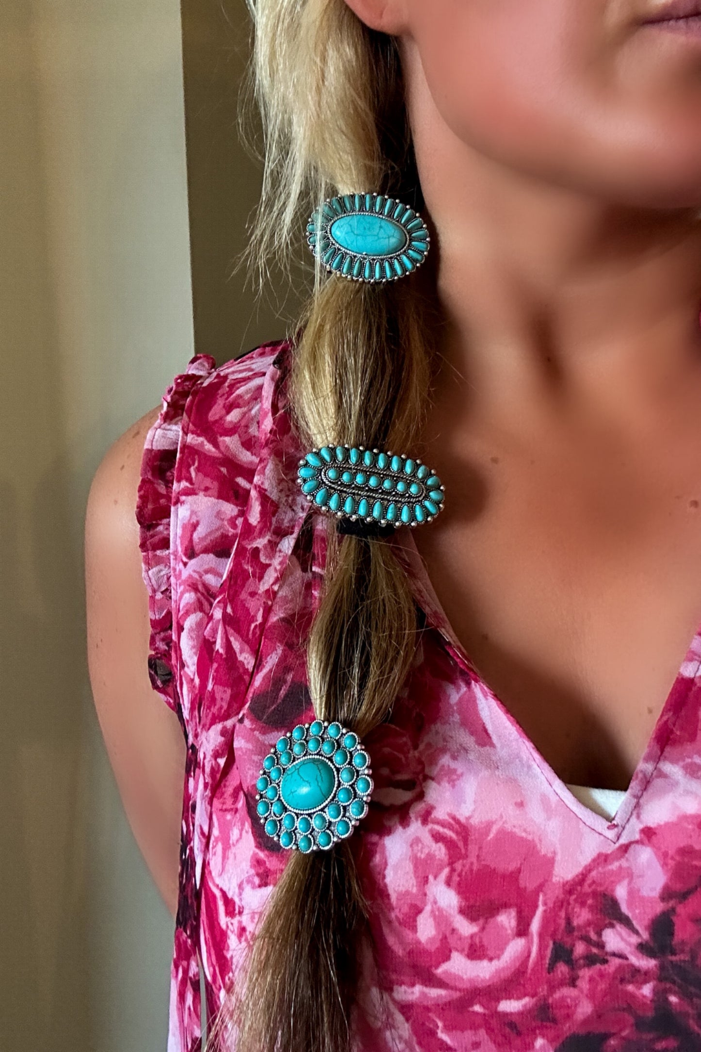 Long Oval Concho Ponytail Hair Tie - Middle West Apparel