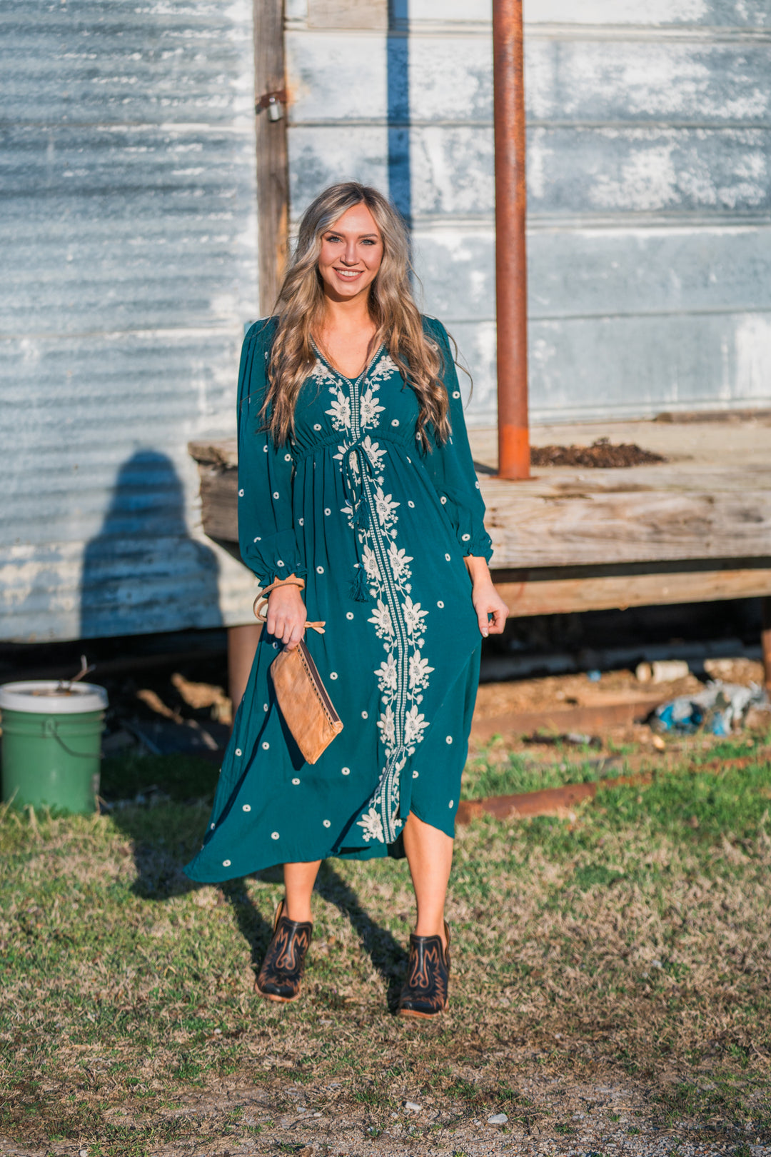 Rustic Leather Clutch with Studded Detail - Middle West Apparel