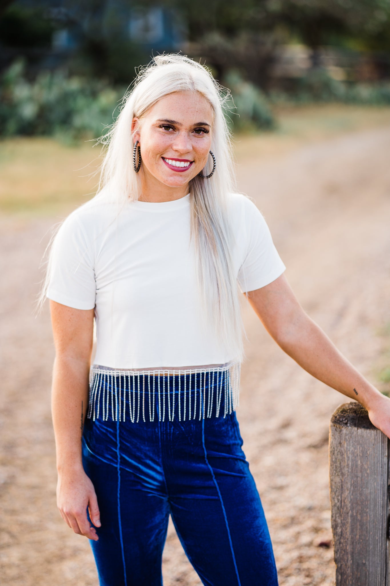Rhinestone Crop Top - Middle West Apparel