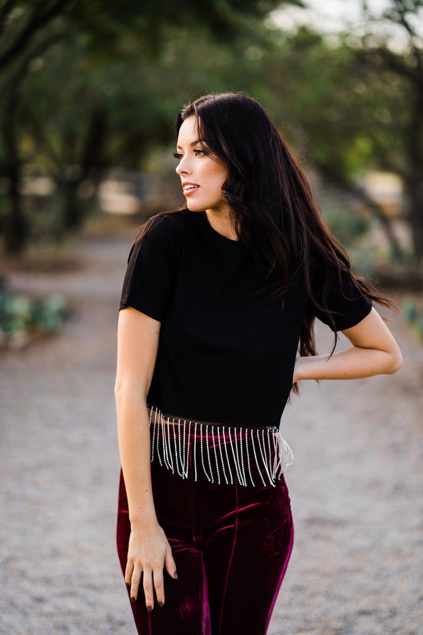 Rhinestone Crop Top - Middle West Apparel