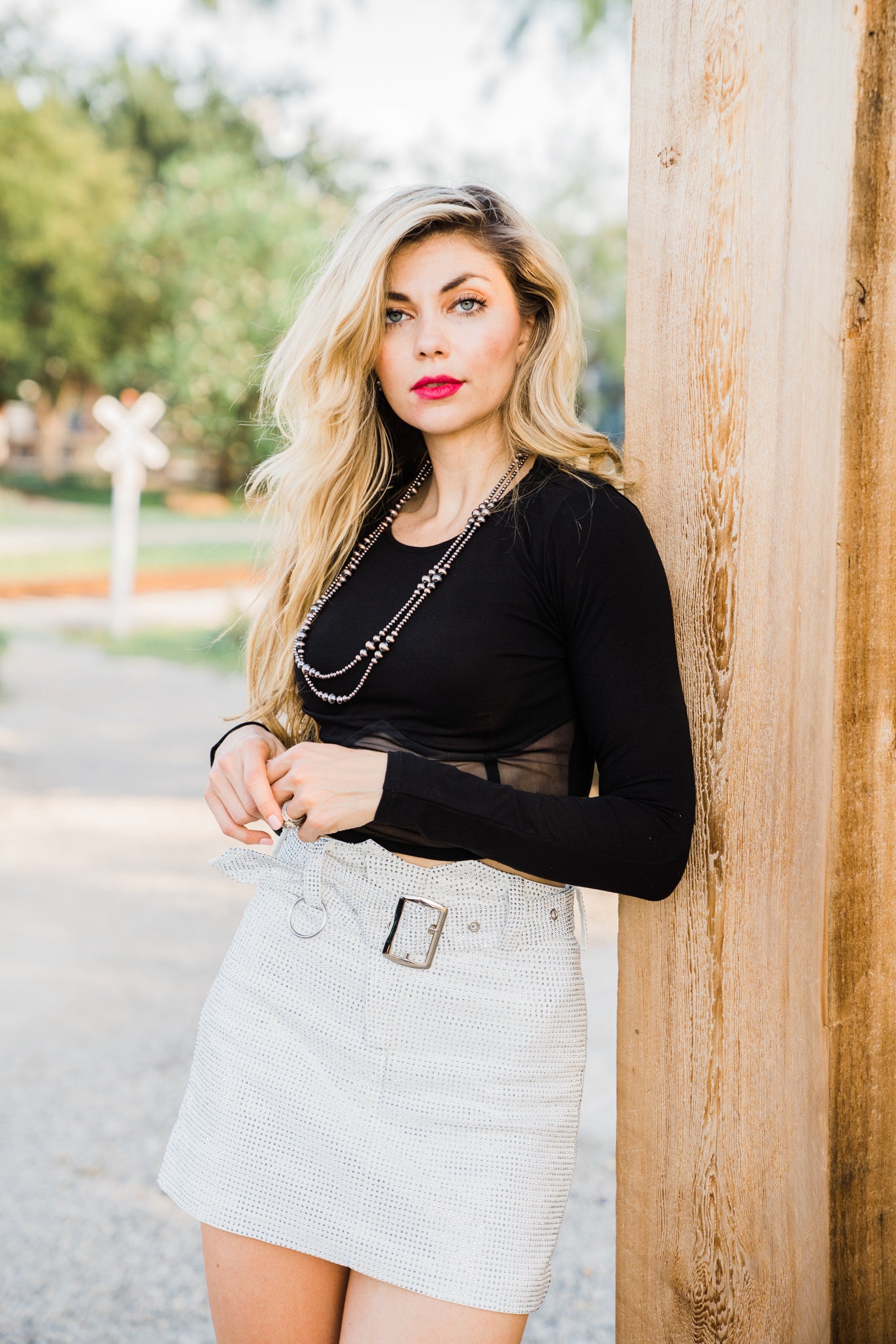 Sunday Vibes Rhinestone Skirt (White) - Middle West Apparel