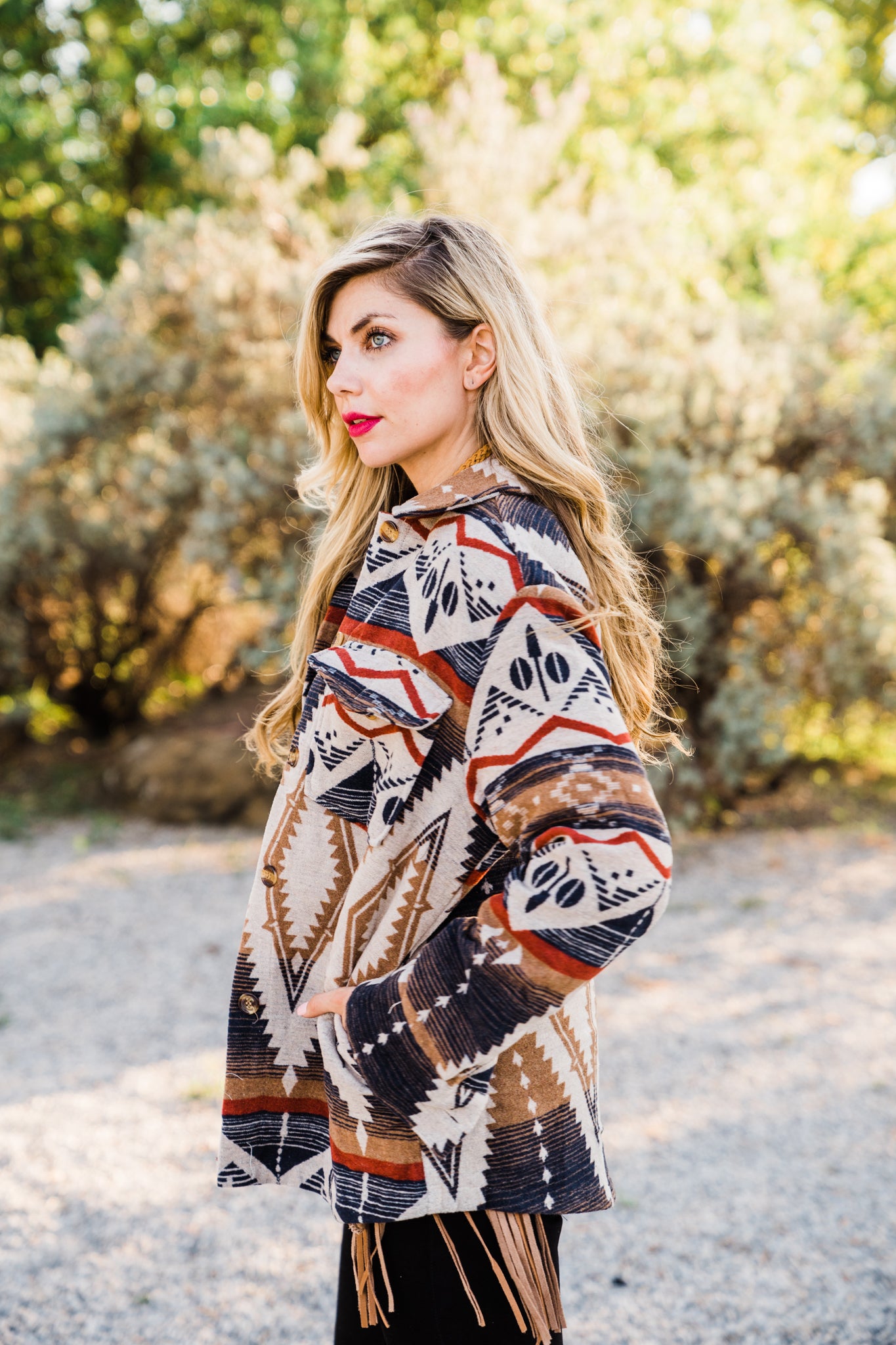 Queen Navy Aztec Shacket - Middle West Apparel