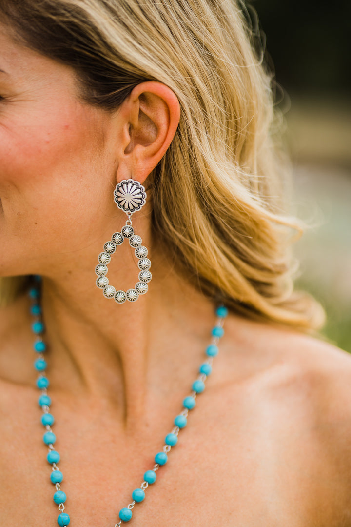 Coral Flower Silver Drop Earrings - Middle West Apparel