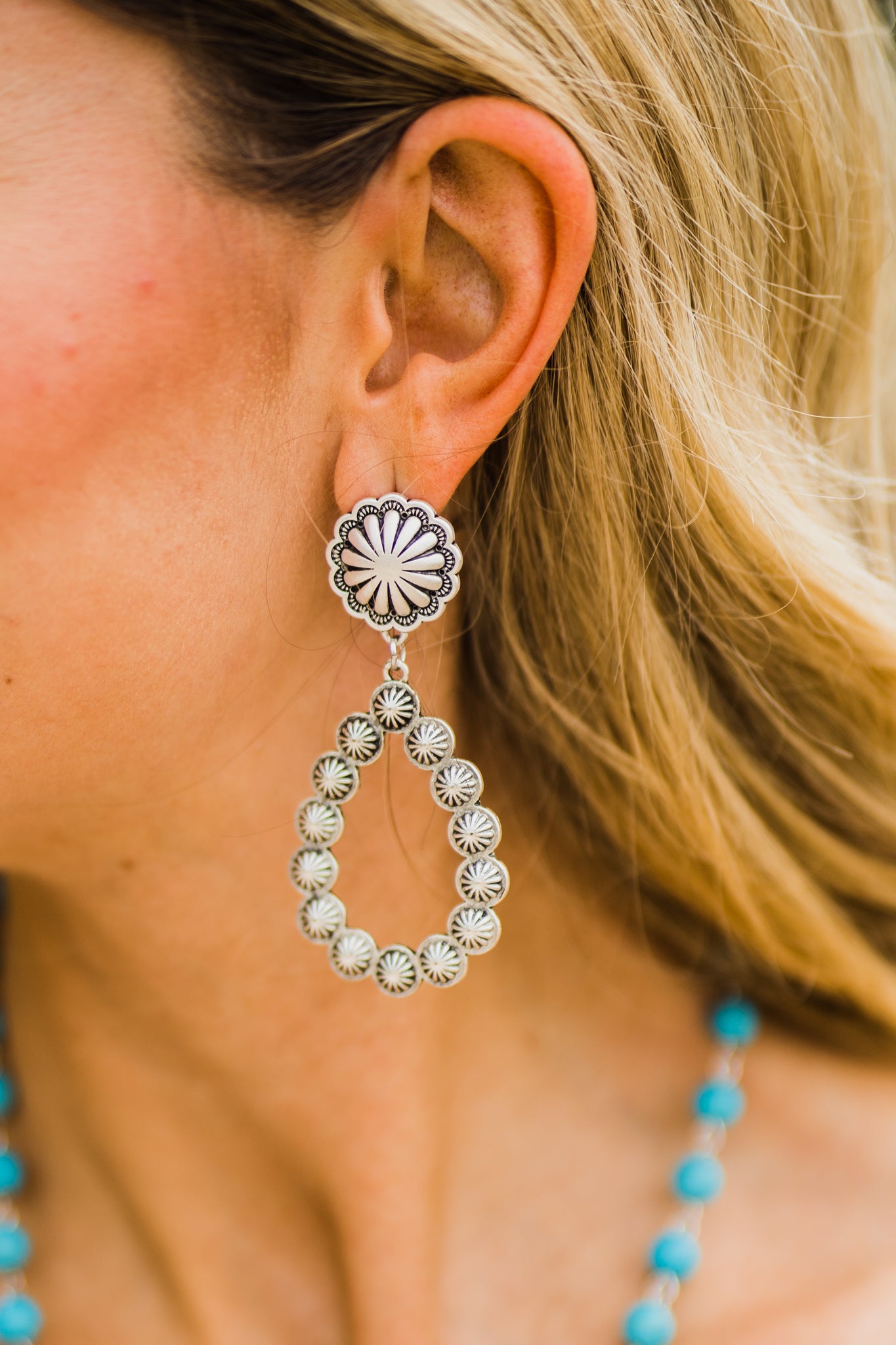 Coral Flower Silver Drop Earrings - Fashion Jewelry | Middle West Apparel
