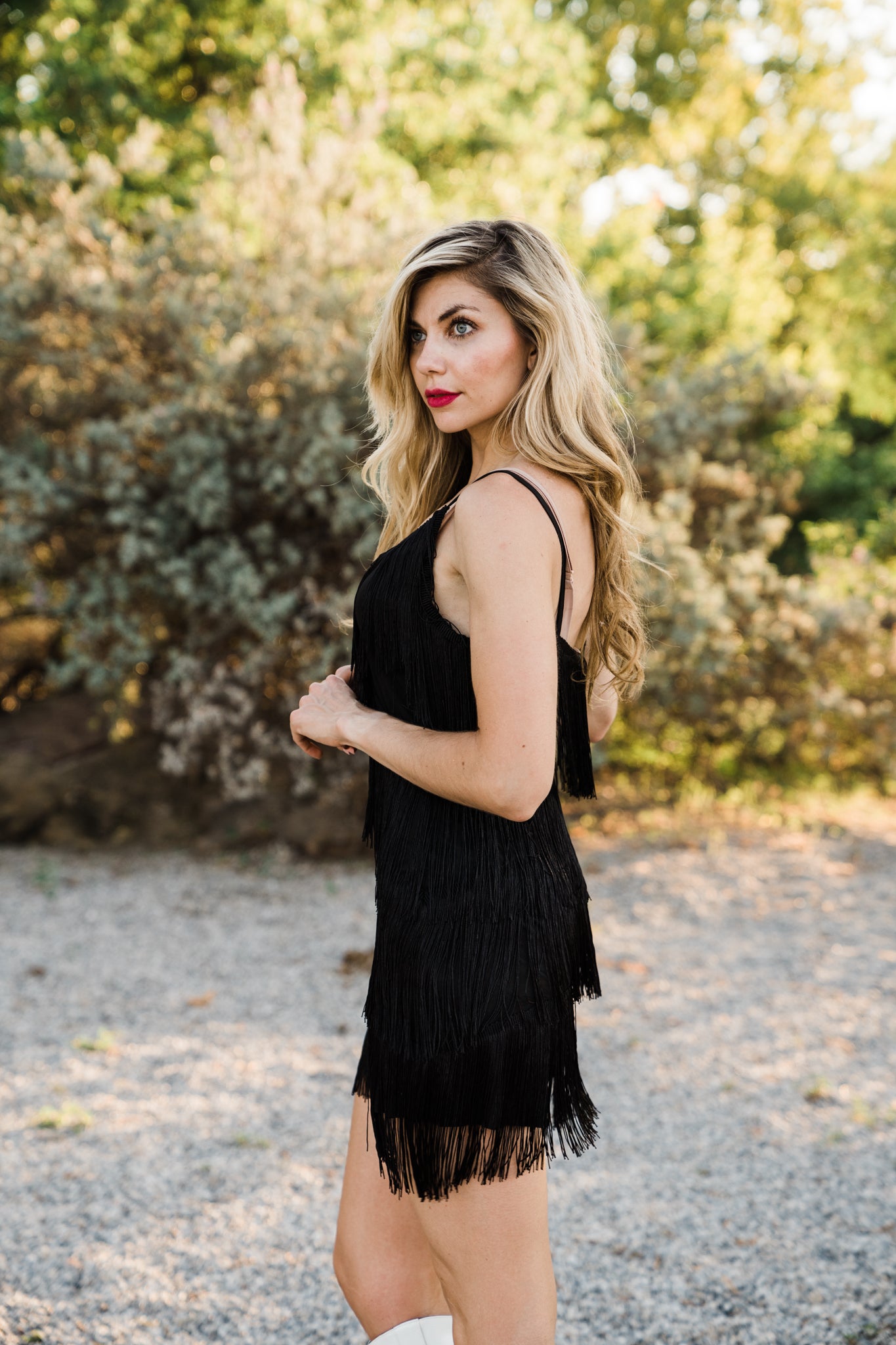 Show Stopper Fringe Dress (Black) - Middle West Apparel