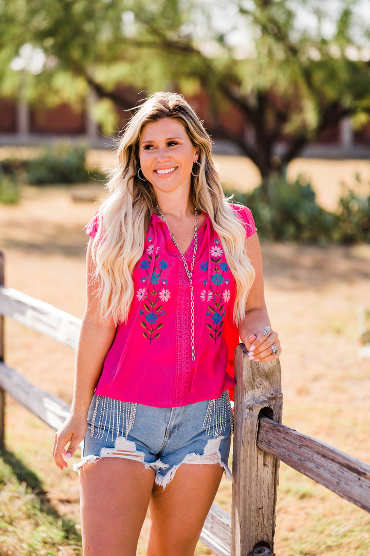 Best Wishes Pink Floral Top - Fashion Clothing | Middle West Apparel