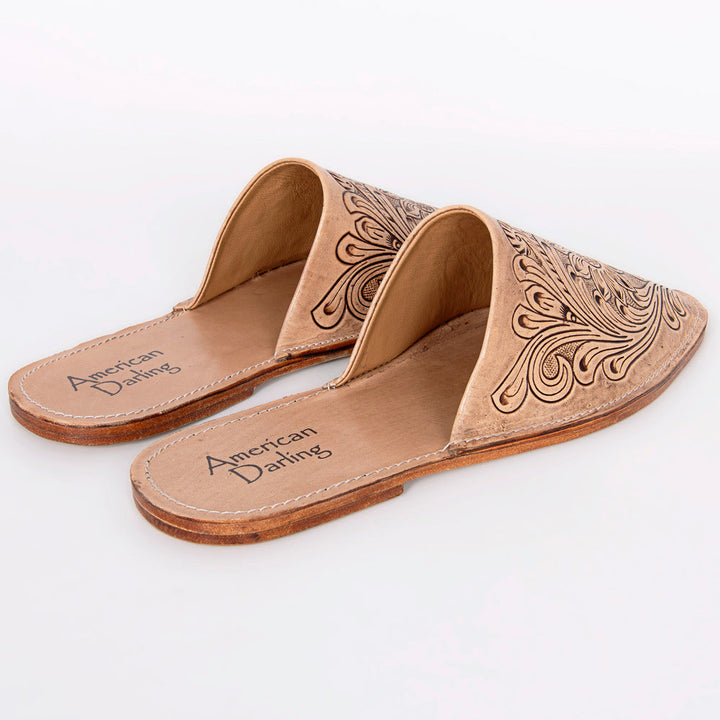 Tooled mules back view