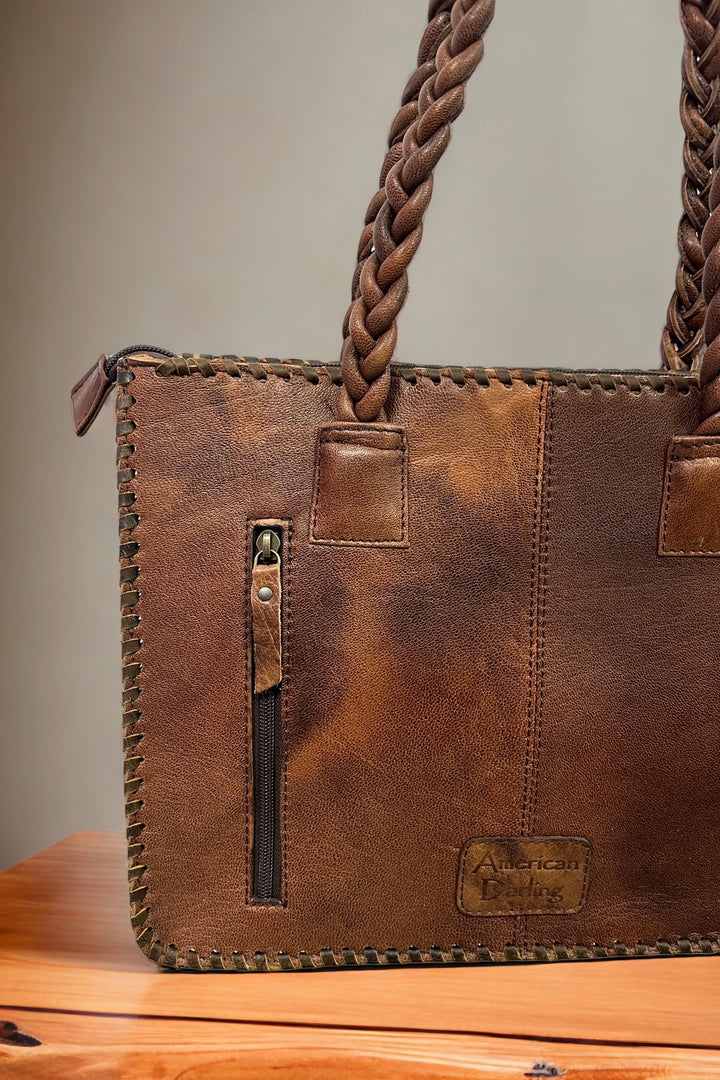 Hand-Tooled Texan Leather Tote Bag - Middle West Apparel