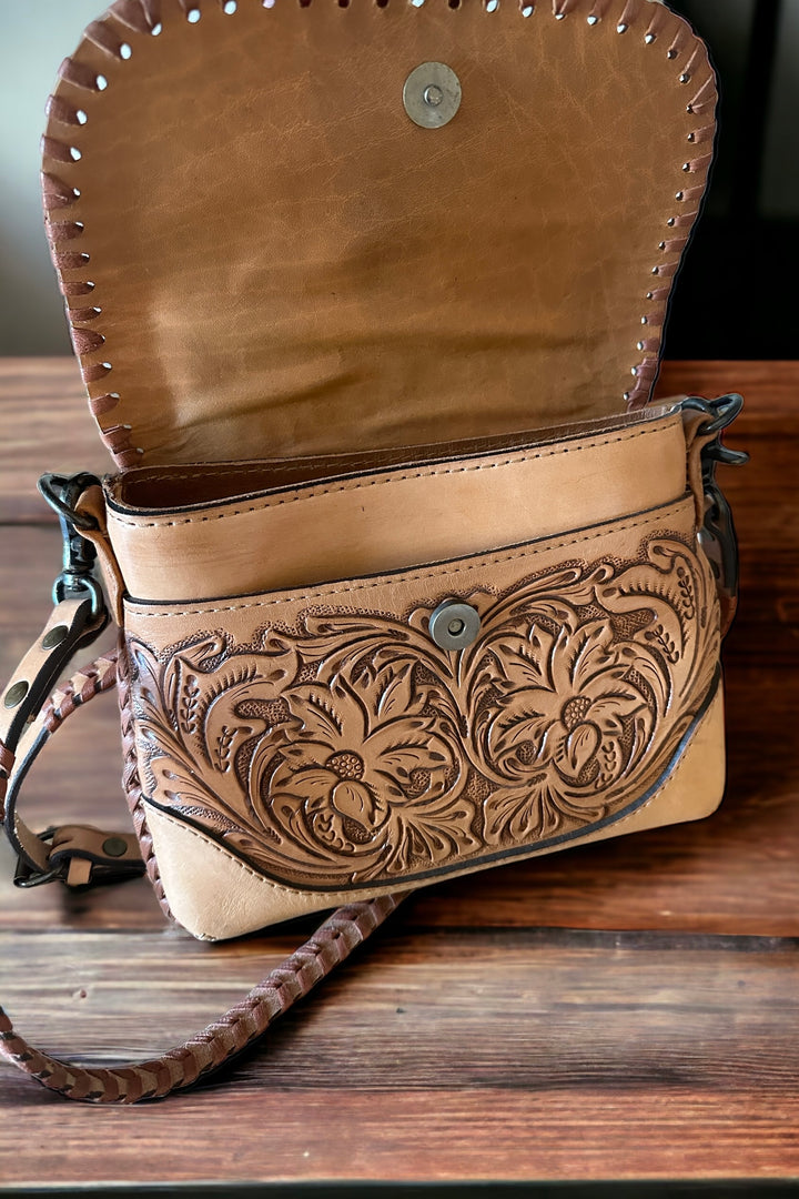 Braided Elegance Texan Leather Shoulder Bag - Middle West Apparel