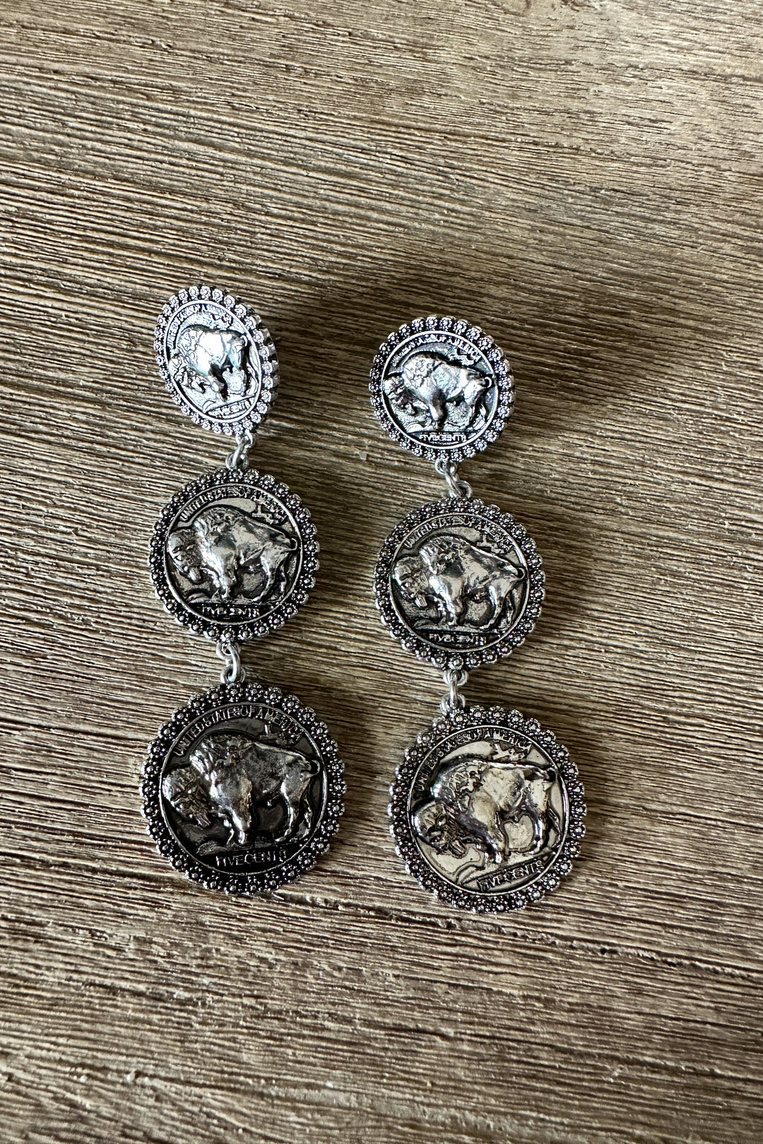 Buffalo Coin Drop Earrings - Middle West Apparel