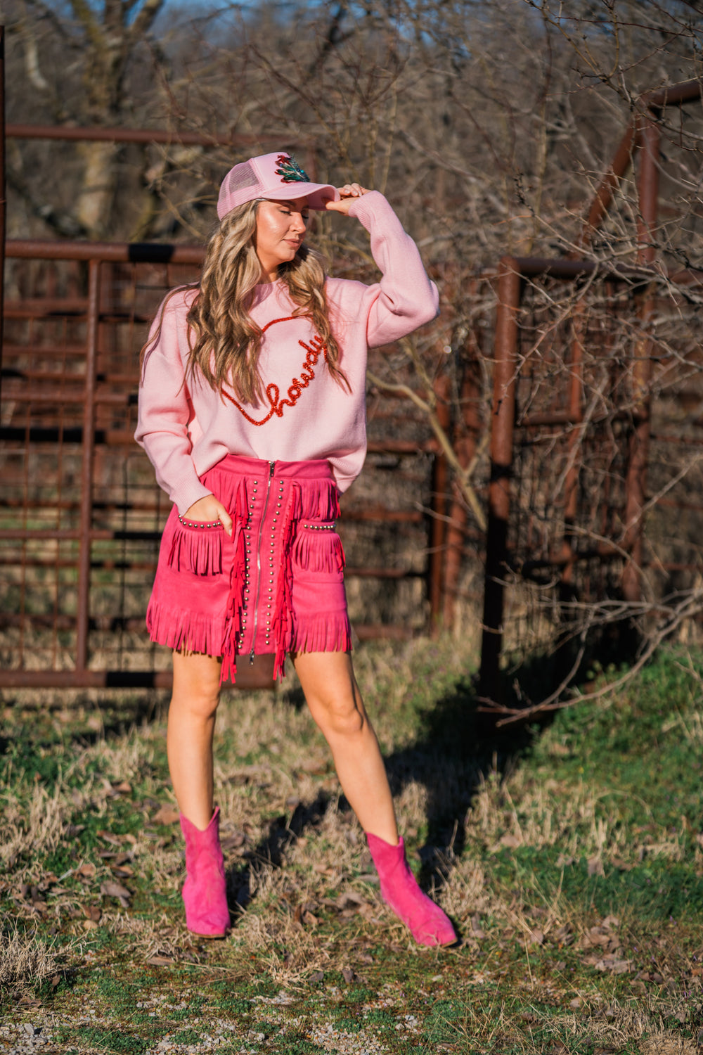 Light Me Up Fringe Skirt Pink - Middle West Apparel