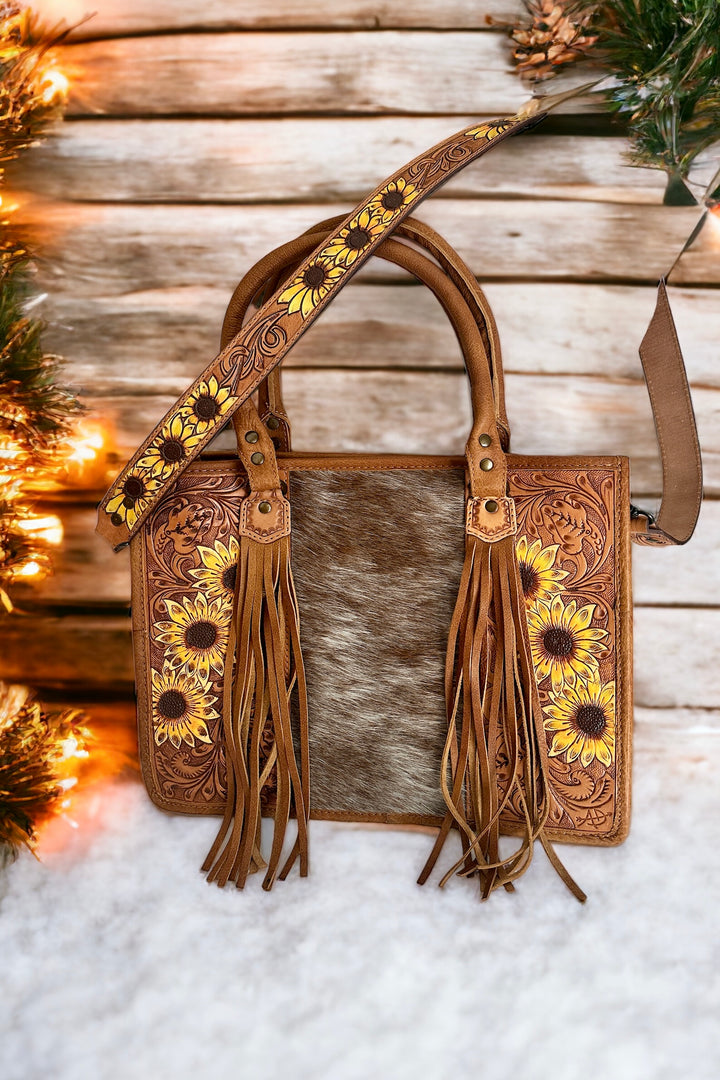 Sunflower Western Elegance Leather Tote - Middle West Apparel