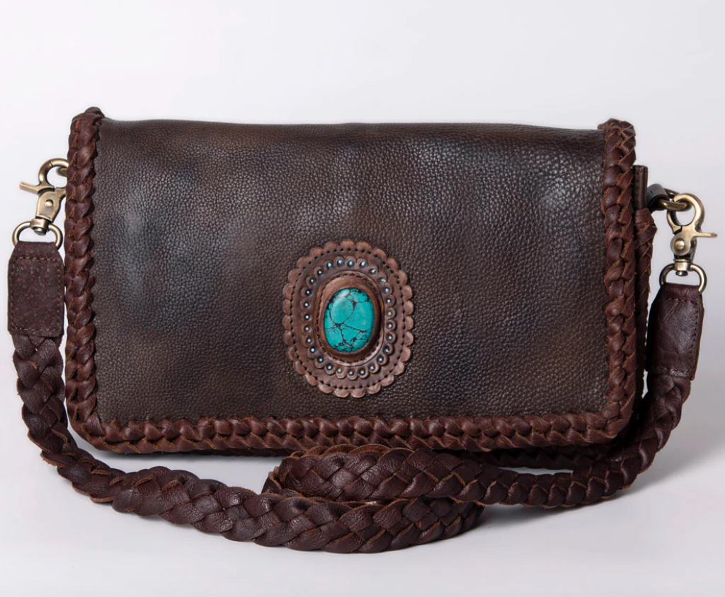 Turquoise Twilight Leather Satchel - Middle West Apparel