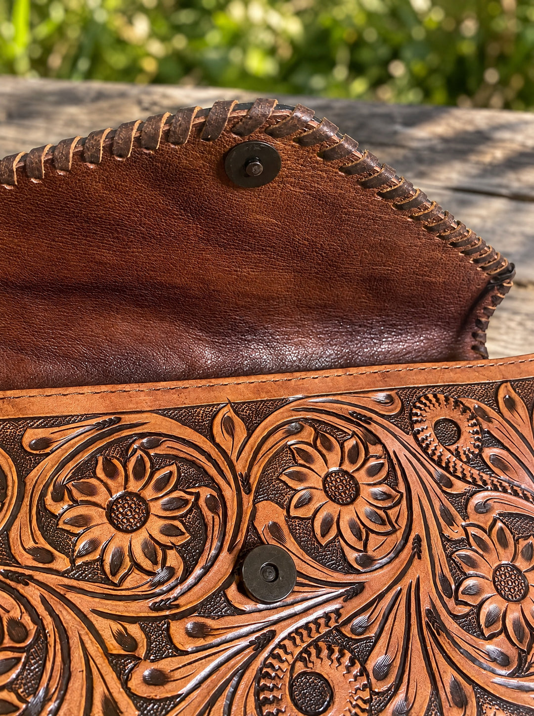 Free And Wild bag floral tooling detail