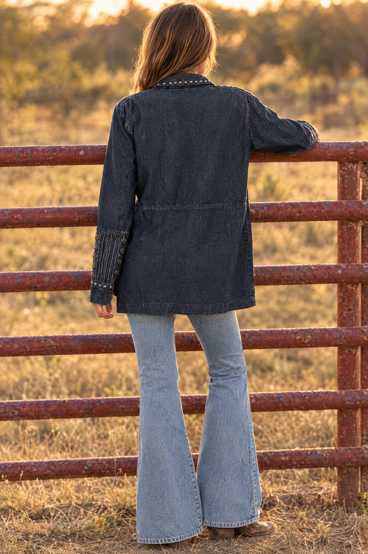 Studded denim tunic back view