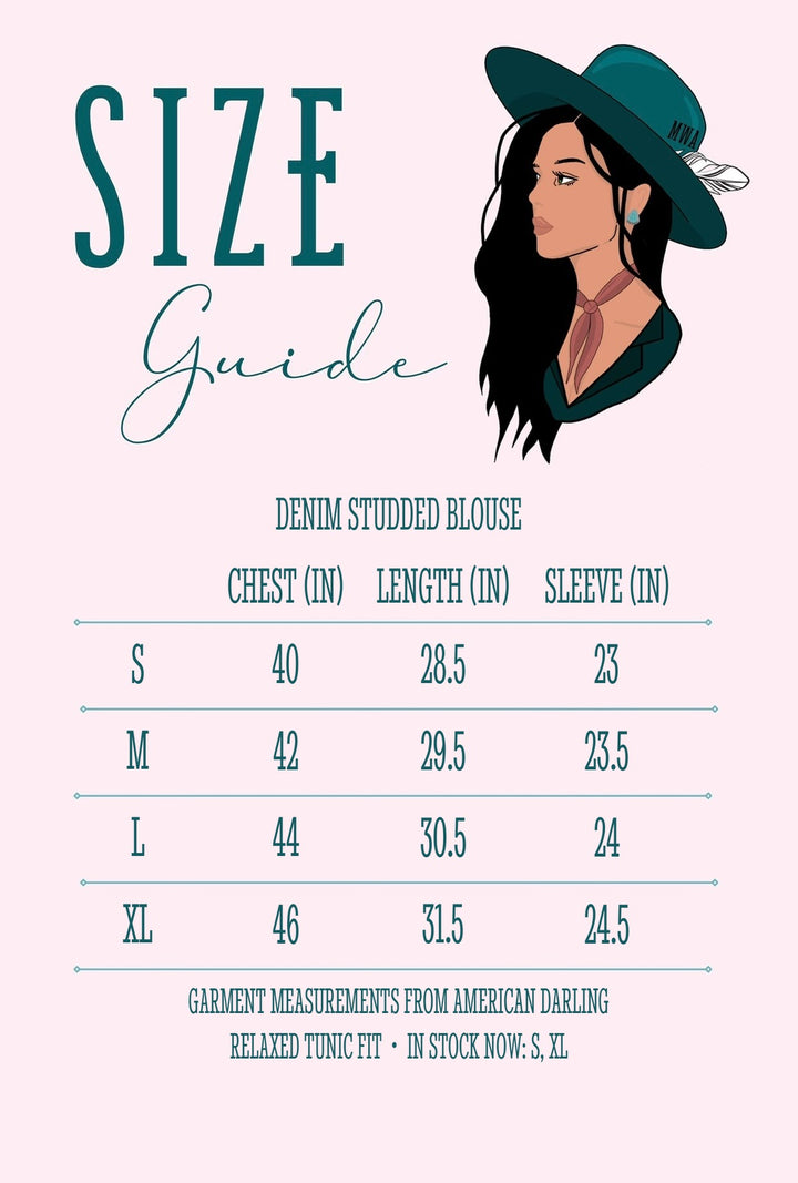Denim Studded Blouse size guide