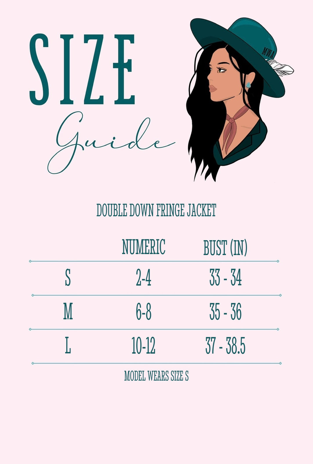 Double Down Fringe Jacket size guide