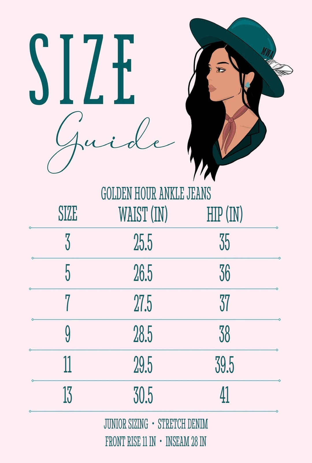 Golden Hour Ankle Jeans size guide