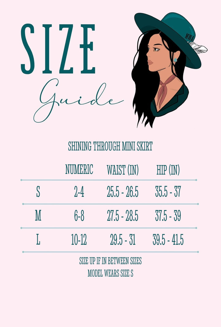 Shining Through Mini Skirt size guide