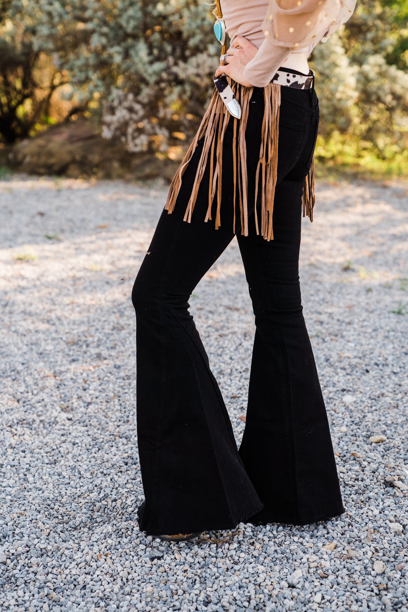 Cowgirl Moments Fringe Flare Pants - Middle West Apparel