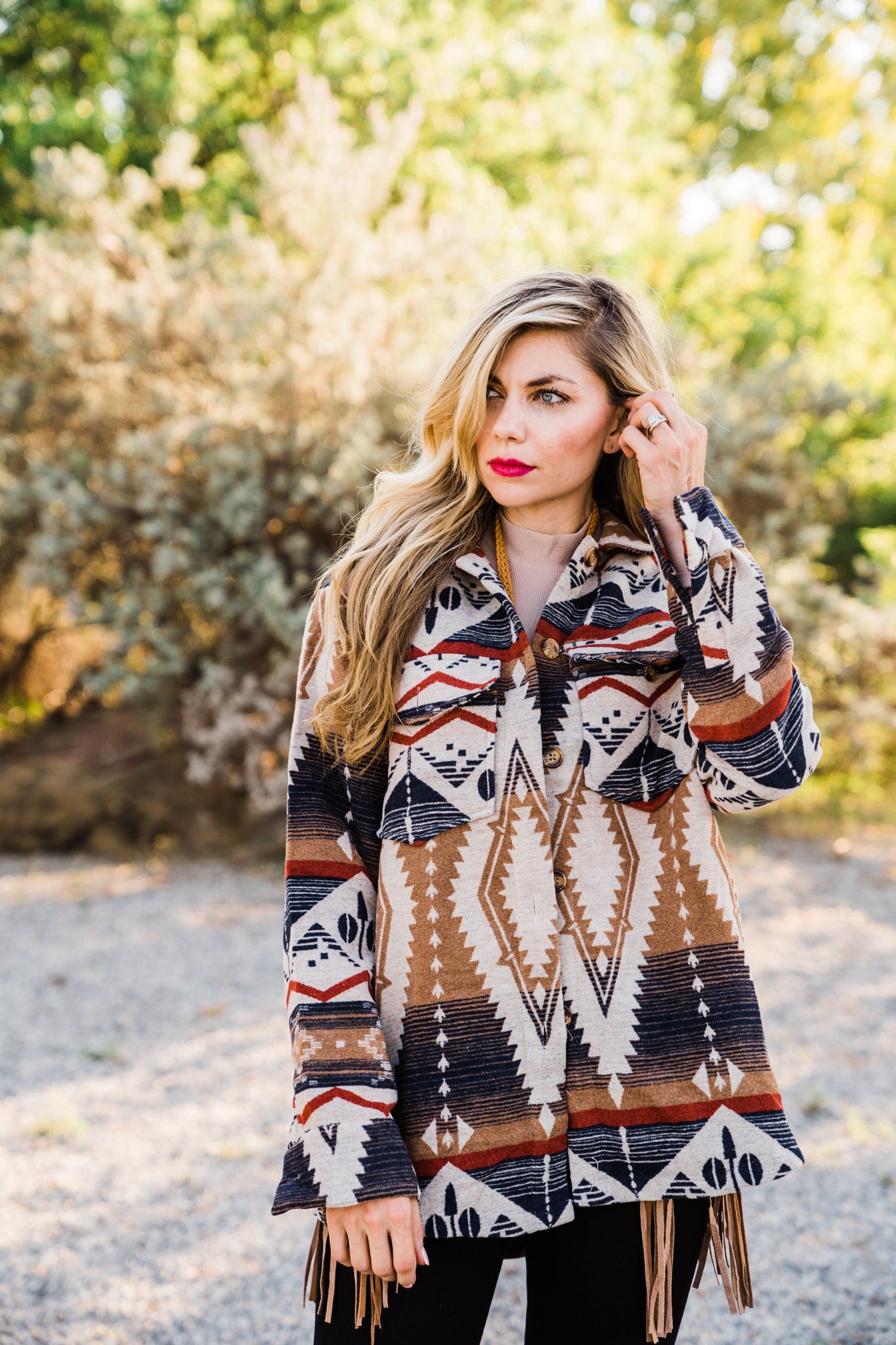 Queen Navy Aztec Shacket - Middle West Apparel