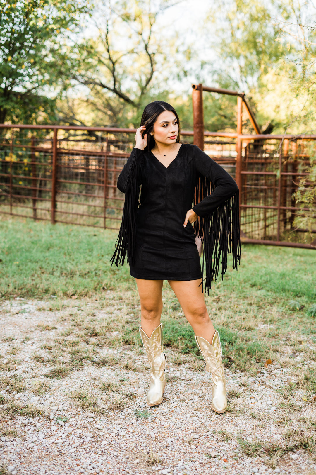 Thing Of Beauty Black Fringe Dress - Ladies Clothing | Middle West Apparel