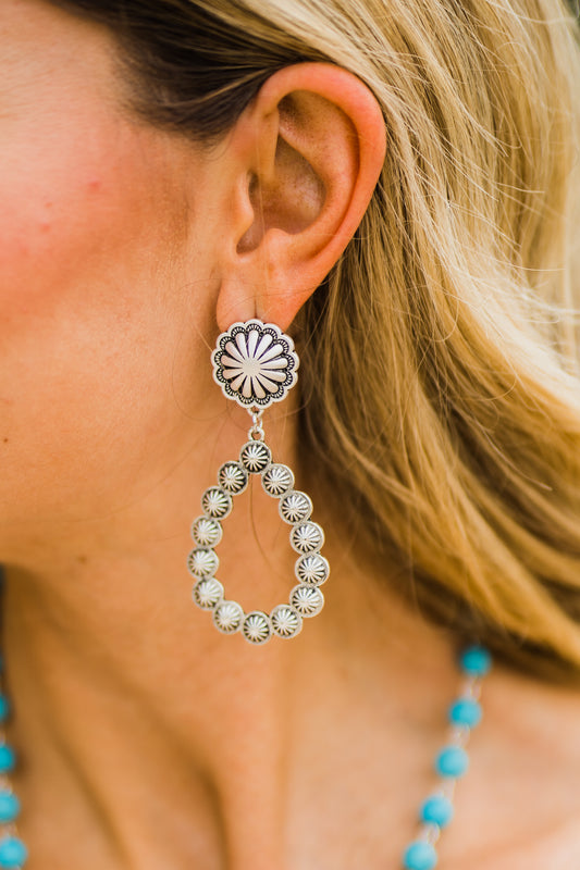 Coral Flower Silver Drop Earrings - Fashion Jewelry | Middle West Apparel