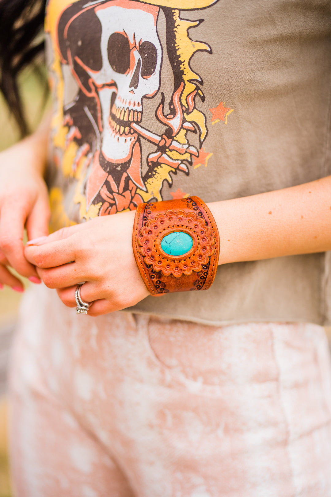 American Darling Tooled Stone Bracelet - Middle West Apparel