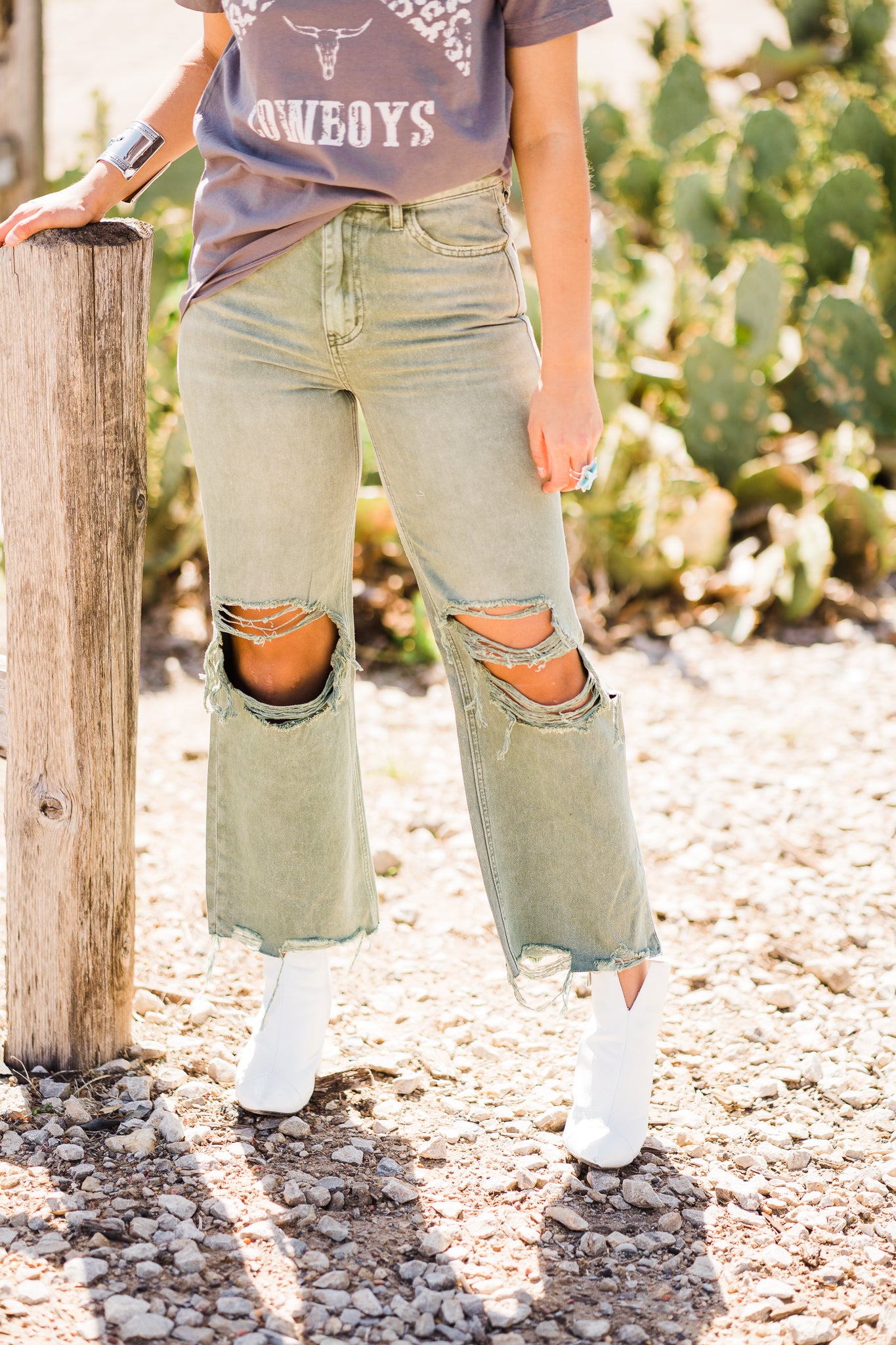 Army Babe Cropped Ripped Jeans - Fashion Pants For Sale | Middle West Apparel