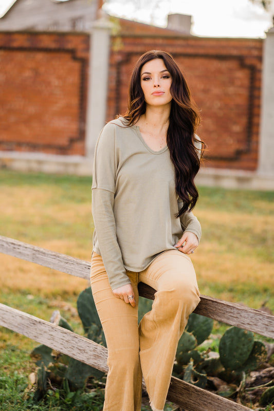 No Worries Long Sleeve Top - Fashion Clothing | Middle West Apparel